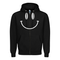 Black smily Zipper Hoodie - linhVisuals