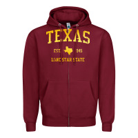 Burgundy texas Zipper Hoodie - linhVisuals
