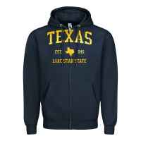 Navy texas Zipper Hoodie - linhVisuals