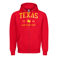 Red texas Zipper Hoodie - linhVisuals