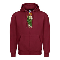 Burgundy san judas Zipper Hoodie - JahusDesignShop