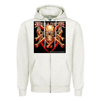 Oatmeal Heather Megadeath Chains Zipper Hoodie - linhVisuals