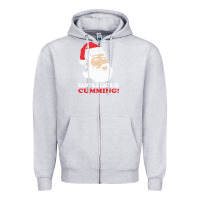 Heather Grey santa claus is cumming dirty humor Zipper Hoodie - linhVisuals