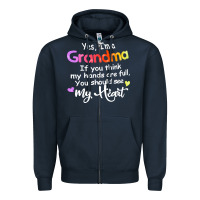 Navy grandma t  shirt yes i'm grandma if you think my hands are full t  shi Zipper Hoodie - linhVisuals