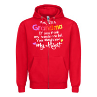 Red grandma t  shirt yes i'm grandma if you think my hands are full t  shi Zipper Hoodie - linhVisuals