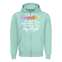 Seafoam grandma t  shirt yes i'm grandma if you think my hands are full t  shi Zipper Hoodie - linhVisuals