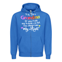 True Royal grandma t  shirt yes i'm grandma if you think my hands are full t  shi Zipper Hoodie - linhVisuals