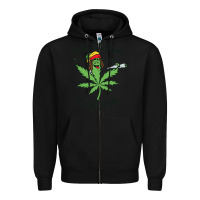 Black Funny Weed Leaf Zipper Hoodie - linhVisuals