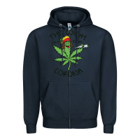 Navy Funny Weed Leaf Zipper Hoodie - linhVisuals