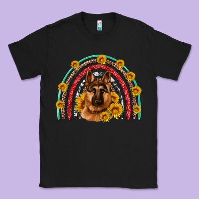 German Shepherd Rainbow Classic Tee Designed By Artiststas
