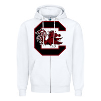 White the gamecocks athletics Zipper Hoodie - linhVisuals