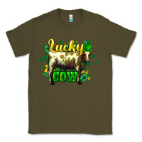 Army Green St. Patrick's Day Cow Classic Tee - HowdyJamesFarm