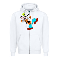White goofy Zipper Hoodie - linhVisuals