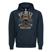 Navy volbeat est.2001 Zipper Hoodie - linhVisuals