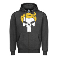 Charcoal Heather trump skull Zipper Hoodie - linhVisuals