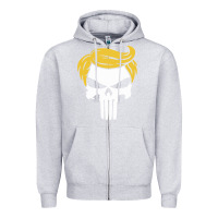 Heather Grey trump skull Zipper Hoodie - linhVisuals