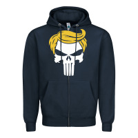 Navy trump skull Zipper Hoodie - linhVisuals