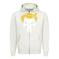 Oatmeal Heather trump skull Zipper Hoodie - linhVisuals