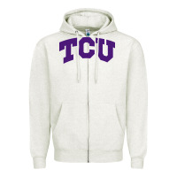 Oatmeal Heather Texas Christian University Zipper Hoodie - linhVisuals