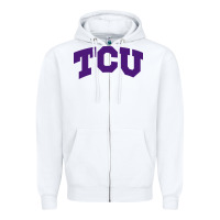 White Texas Christian University Zipper Hoodie - linhVisuals
