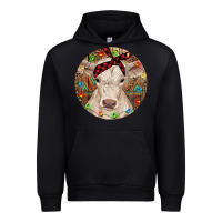 Black Christmas Charolais Calf Baby Cow Urban Hoodie - RanaPortraitStore