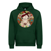Forest Green Christmas Charolais Calf Baby Cow Urban Hoodie - RanaPortraitStore