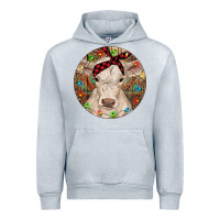 Heather Grey Christmas Charolais Calf Baby Cow Urban Hoodie - RanaPortraitStore