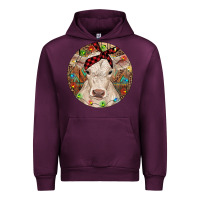 Mauve Wine Christmas Charolais Calf Baby Cow Urban Hoodie - RanaPortraitStore