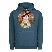 Pigment Midnight Navy Christmas Charolais Calf Baby Cow Urban Hoodie - RanaPortraitStore