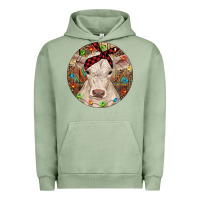 Pigment Oil Green Christmas Charolais Calf Baby Cow Urban Hoodie - RanaPortraitStore