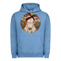 Pigment Pebble Blue Christmas Charolais Calf Baby Cow Urban Hoodie - RanaPortraitStore