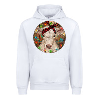 White Christmas Charolais Calf Baby Cow Urban Hoodie - RanaPortraitStore