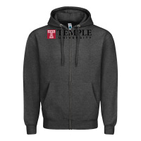 Charcoal Heather Temple University Zipper Hoodie - linhVisuals