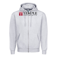 Heather Grey Temple University Zipper Hoodie - linhVisuals