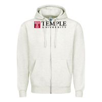 Oatmeal Heather Temple University Zipper Hoodie - linhVisuals