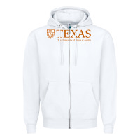 White The University of Texas Austin Zipper Hoodie - linhVisuals