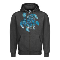 Charcoal Heather ocean sea turtle Zipper Hoodie - linhVisuals