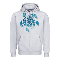 Heather Grey ocean sea turtle Zipper Hoodie - linhVisuals