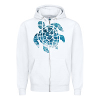 White ocean sea turtle Zipper Hoodie - linhVisuals