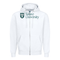 White Tulane University Zipper Hoodie - linhVisuals