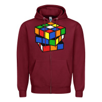 Burgundy rubik cube Zipper Hoodie - linhVisuals