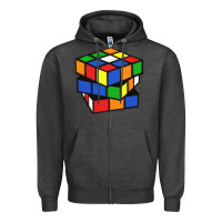 Charcoal Heather rubik cube Zipper Hoodie - linhVisuals