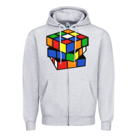 Heather Grey rubik cube Zipper Hoodie - linhVisuals
