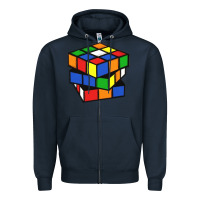 Navy rubik cube Zipper Hoodie - linhVisuals