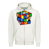 Oatmeal Heather rubik cube Zipper Hoodie - linhVisuals
