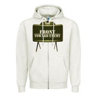 Oatmeal Heather front toward enemy distressed claymore mine military Zipper Hoodie - linhVisuals