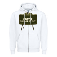White front toward enemy distressed claymore mine military Zipper Hoodie - linhVisuals