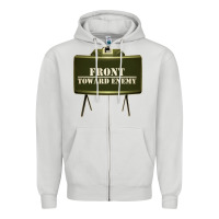 Dove Grey front toward enemy distressed claymore mine military Zipper Hoodie - linhVisuals