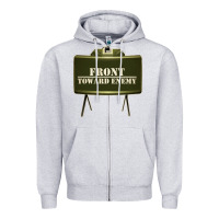 Front Toward Enemy Distressed Claymore Mine Military Zipper Hoodie | Teevron