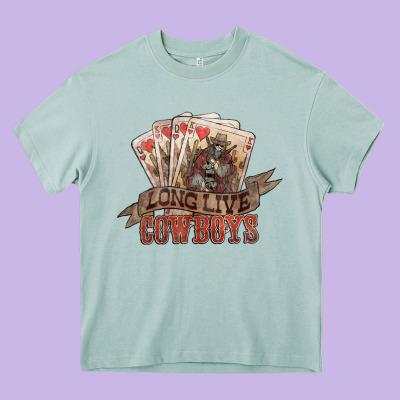 Long Live Cowboys Cards Heavy Core Tee Designed By Howdyjamesfarm